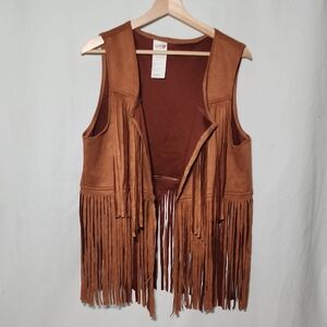 Brown Fringe Suede Vest